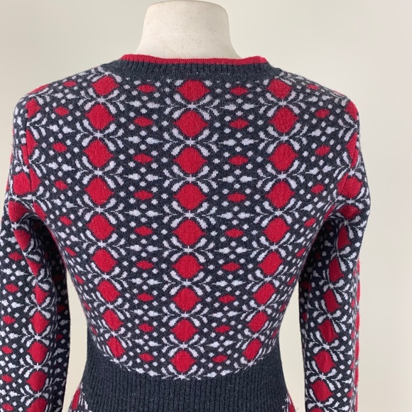 Neve Merano Wool Ski Sweater M Front Zipper Red White Blue Excellent Condition - Picture 6 of 16
